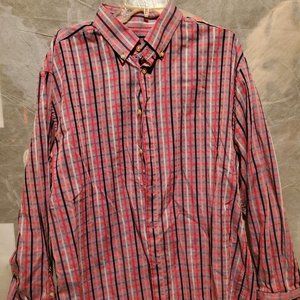 Mens Red Plaid Button Up Shirt by William Size Medium